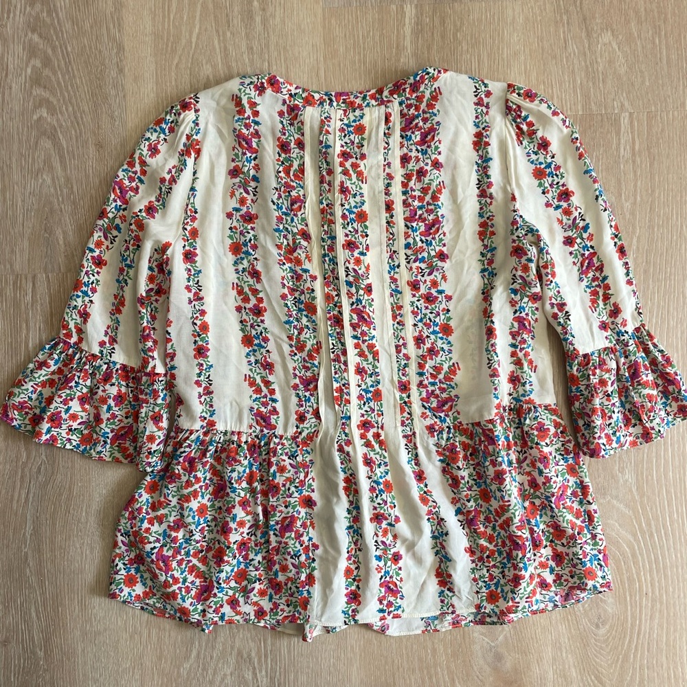 Anthropologie Maeve Womens Top Size 0 Button Hiver Boho Cottagecore Blouse Lace - Picture 4 of 14